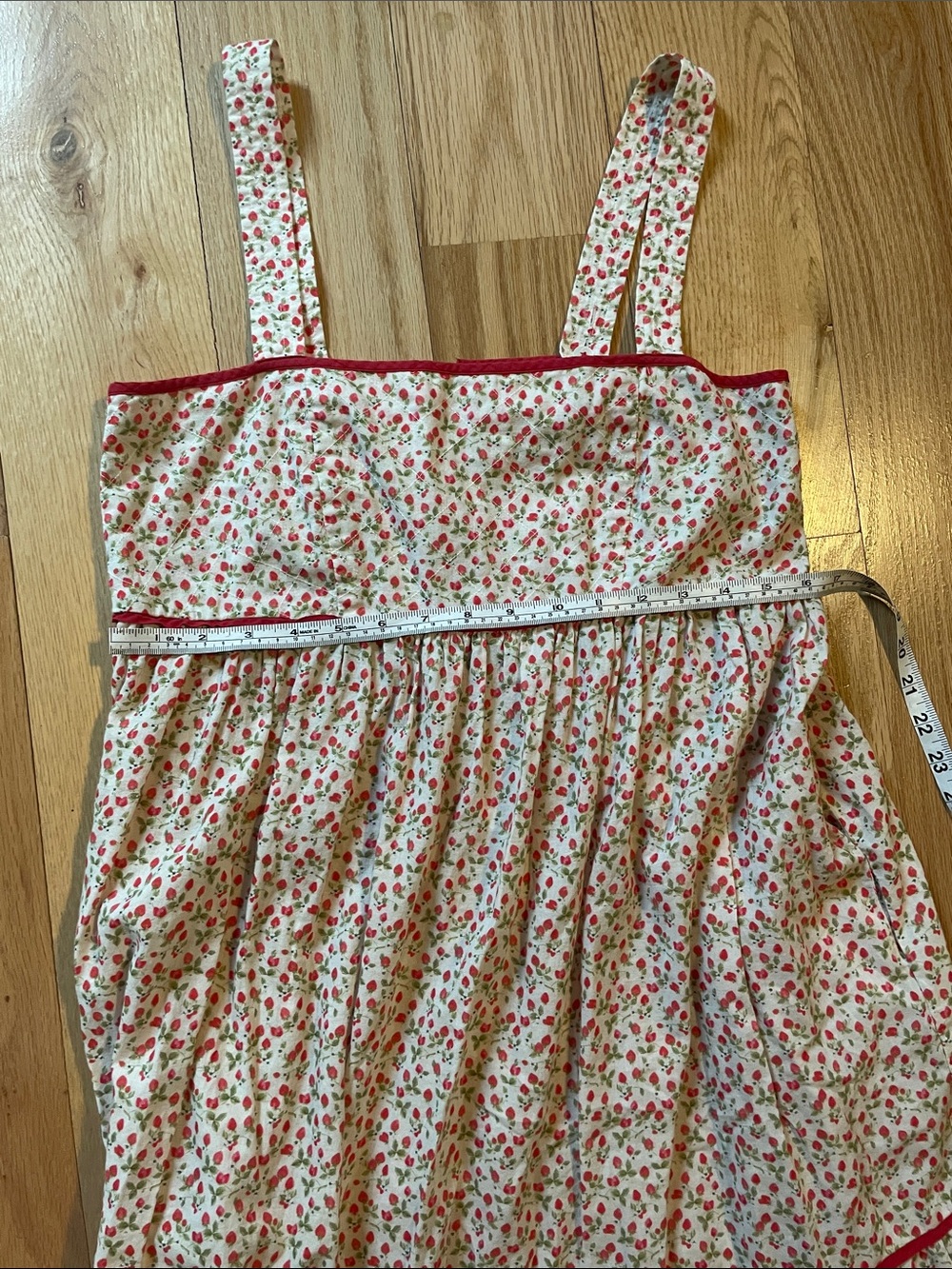 Christy Dawn Chiara Ivory Floral Maxi Dress with Red Trim in Strawberry field - Picture 10 of 10